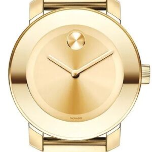 Movado Bold Yellow Gold Dial Yellow Gold Steel Strap Watch For Women